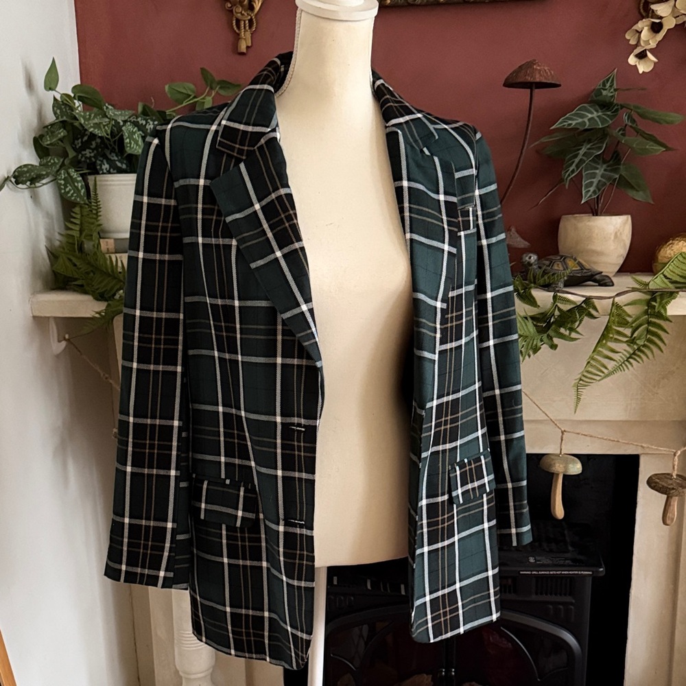 ASOS Green and Black Plaid Blazer